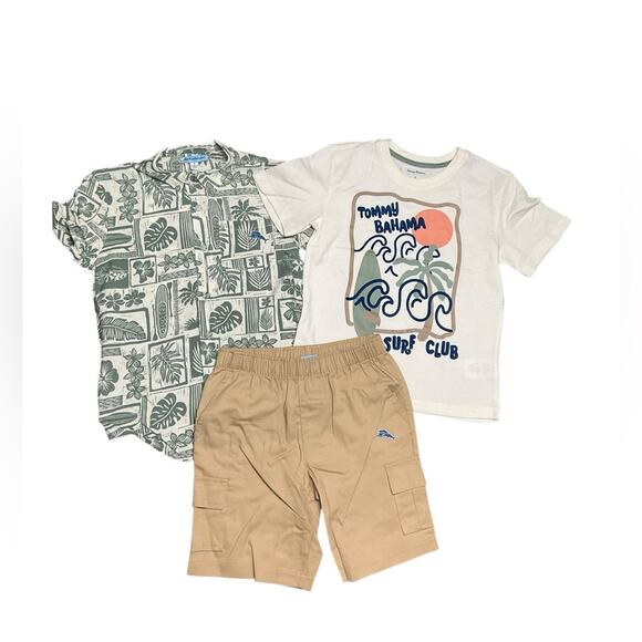 Boy’s Tropical Shirts Cargo Shorts 3 piece Set Size 5 NWT - Picture 1 of 13